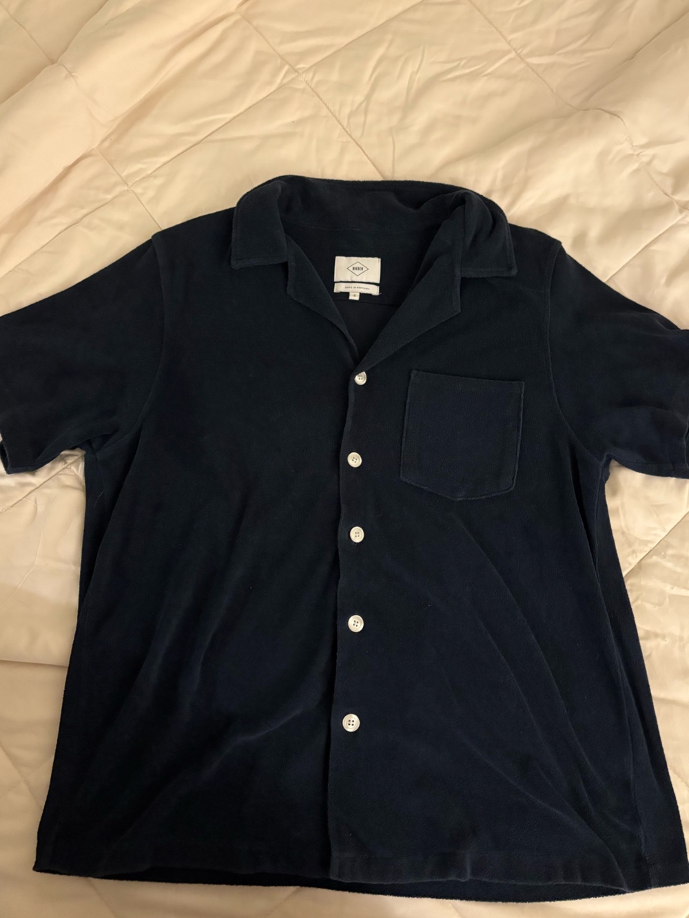 Nikben Men’s Navy Terry Bowling Short Sleeve Shirt